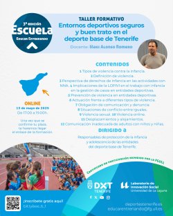Taller formativo Entornos deportivos seguros y buen trato en el deporte base de Tenerife