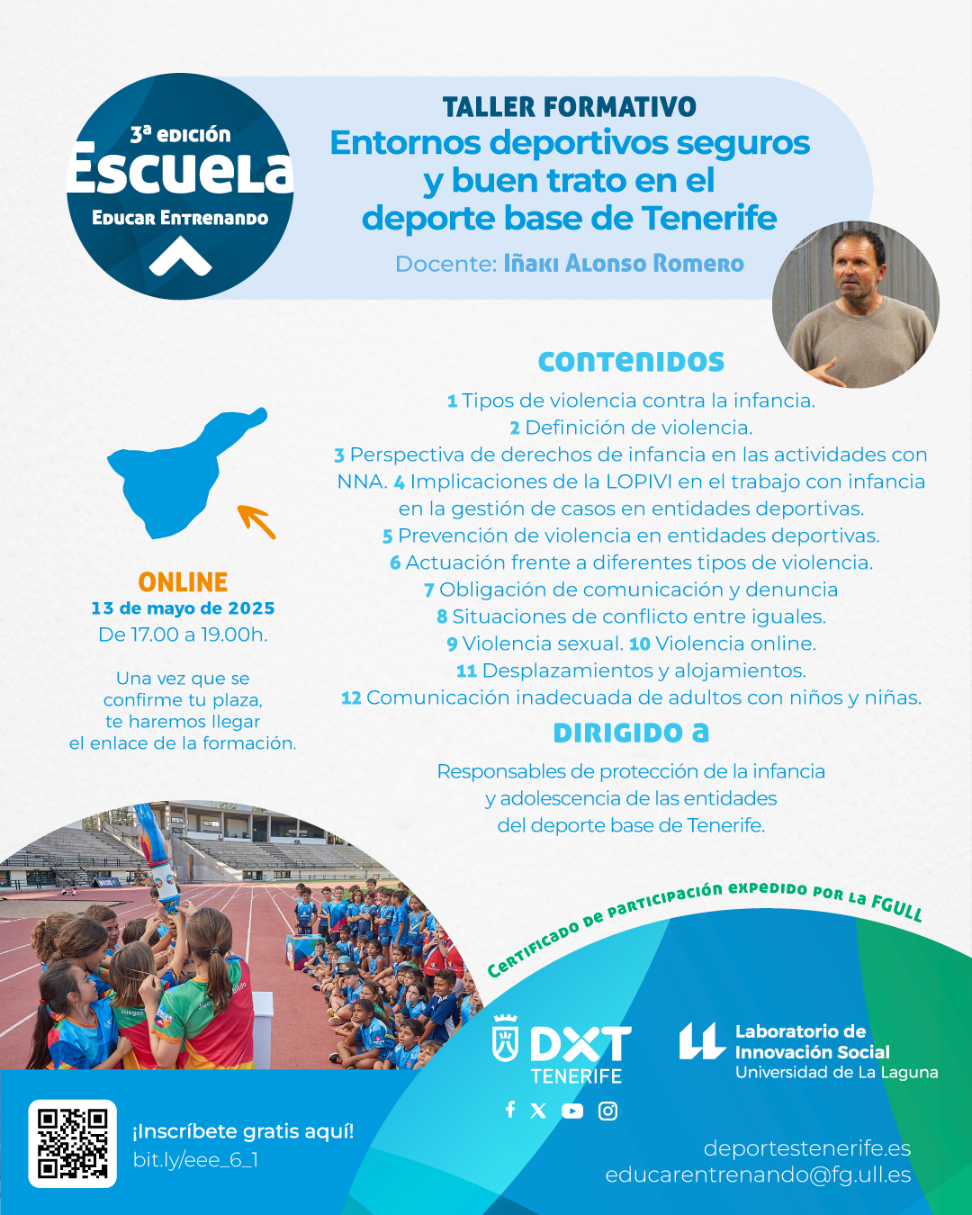 Taller formativo Entornos deportivos seguros y buen trato en el deporte base de Tenerife