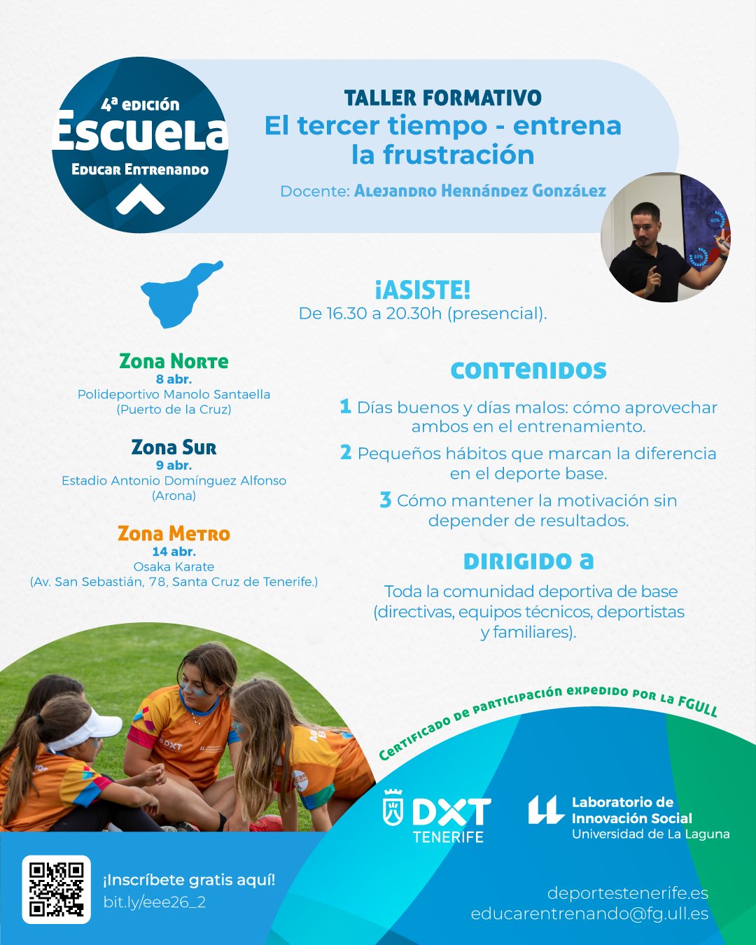 Taller formativo 'El tercer tiempo - entrena la frustración' en la Zona Norte 1Cartel 1